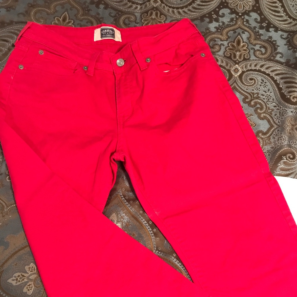 Hot pink capris and white skinny jeans. Size 12
